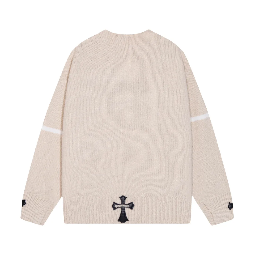 P320 Chrome Hearts Chrome Hearts Hollow Collar Leather + Metal Sweater Color: Blue Apricot Black Size: S M L XL XXL